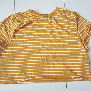 Are yellow and white striped crop top.